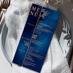 Elegáns kék menükártya, Esküvő, Meghívó & Kártya, Meghívó, Fotó, grafika, rajz, illusztráció, MESKA