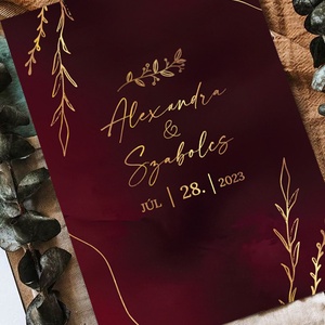 Elegáns bordó esküvői meghívó - esküvő - meghívó & kártya - meghívó - Meska.hu