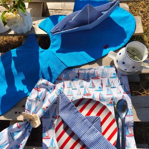 Balaton Blue hajóra hajtogatott asztalkendő szett  - otthon & életmód - konyhafelszerelés, tálalás - konyhai textil - szalvéta - Meska.hu