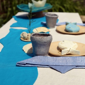 Balaton Blue hajóra hajtogatott asztalkendő szett  - otthon & életmód - konyhafelszerelés, tálalás - konyhai textil - szalvéta - Meska.hu