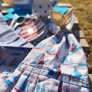 Balaton Blue fodros asztalkendő szett  - otthon & életmód - konyhafelszerelés, tálalás - konyhai textil - szalvéta - Meska.hu