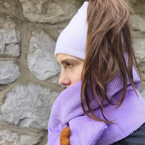 Lila kordbársony sál - ruha & divat - sál, sapka, kendő - sál - Meska.hu