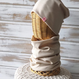 Bézs csillogós sapka sál szett  - ruha & divat - sál, sapka, kendő - sapka & sál szett - Meska.hu