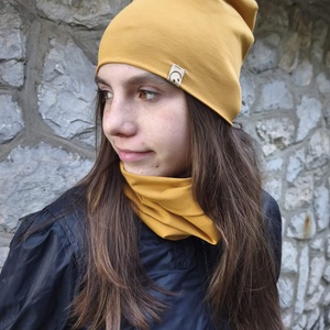 Mustár sapka sál szett  - Meska.hu