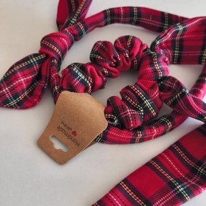 Skótkockás scrunchie és hajráf szett  - Meska.hu