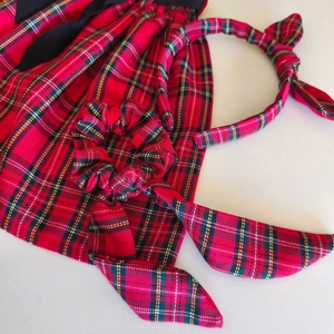 Skótkockás scrunchie és hajráf szett  - ruha & divat - hajdísz & hajcsat - hajráf & hajpánt - Meska.hu