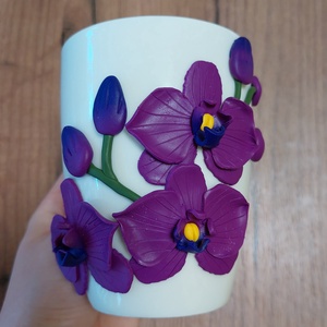 Orchideás bögre, Otthon & Életmód, Konyhafelszerelés, tálalás, Tálalás, Bögre & Csésze, Gyurma, MESKA