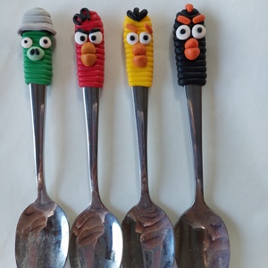 Angry Birds mintás teáskanalak, Otthon & Életmód, Konyhafelszerelés, tálalás, Tálalás, Kanál & Villa, Gyurma, MESKA