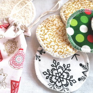 Mosható arctisztító, sminklemosó korong/ párna pamutból/Karácsonyi különszám  - Meska.hu