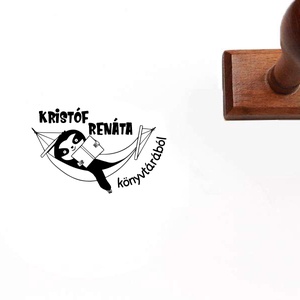 Lajhár mintájú ex libris pecsét, Könyv & Zene, Ex libris pecsét, Gravírozás, pirográfia, MESKA
