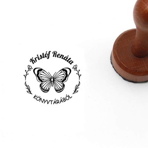 Pillangó mintájú ex libris pecsét, Könyv & Zene, Ex libris pecsét, Gravírozás, pirográfia, MESKA
