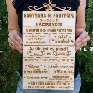 Nagymama házirendje tábla - otthon & életmód - dekoráció - kép & falikép - táblakép - Meska.hu