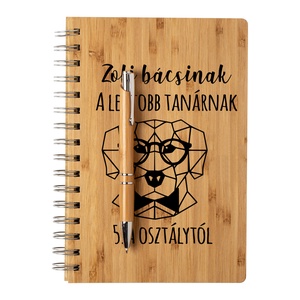 Bambusz füzet tollal díszdobozban - kutyás - otthon & életmód - papír, írószer - jegyzetfüzet & napló - Meska.hu