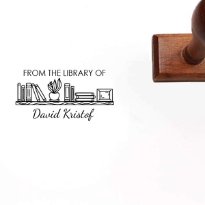 Könyvespolc ex libris pecsét (angol), Könyv & Zene, Ex libris pecsét, Gravírozás, pirográfia, MESKA