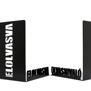 Elolvasva - Olvasnivaló páros fém könyvtámasz, Otthon & Életmód, Dekoráció, Asztal és polc dekoráció, Könyvtámasz, Gravírozás, pirográfia, MESKA