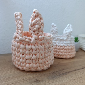 Horgolt nyuszifüles kosár - ünnepi díszek, dekorációk - húsvéti díszek és dekorációk - húsvéti kosár - Meska.hu