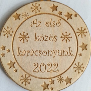 Gravírozott karácsonyfadísz első karácsonyra, Karácsony, Karácsonyi lakásdekoráció, Karácsonyfadíszek, Gravírozás, pirográfia, MESKA