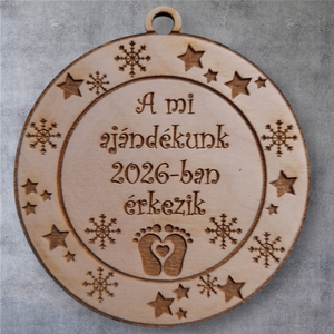 Baba bejelentő gravírozott karácsonyfadísz  - Meska.hu