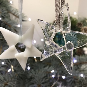 Üvegdíszek karácsonyra - áttetsző, fehér  - karácsony - karácsonyi lakásdekoráció - karácsonyfadíszek - Meska.hu