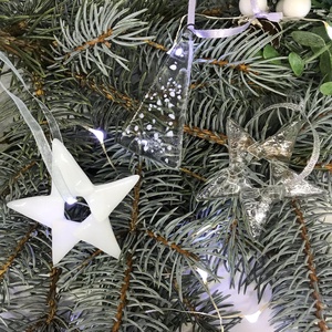 Üvegdíszek karácsonyra - áttetsző, fehér  - Meska.hu