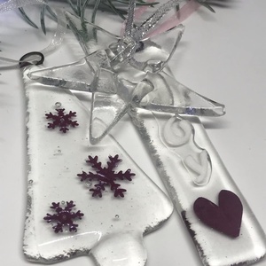 Üvegdíszek karácsonyra - áttetsző  - karácsony - karácsonyi lakásdekoráció - karácsonyfadíszek - Meska.hu