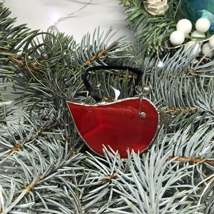 Üvegdísz - piros madár  - karácsony - karácsonyi lakásdekoráció - karácsonyfadíszek - Meska.hu