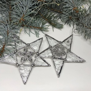 Üvegdísz -  Tiffany üveg csillag /9 cm - karácsony - karácsonyi lakásdekoráció - karácsonyfadíszek - Meska.hu