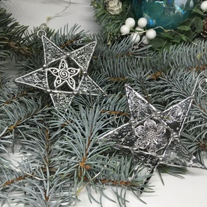 Üvegdísz -  Tiffany üveg csillag /9 cm - karácsony - karácsonyi lakásdekoráció - karácsonyfadíszek - Meska.hu
