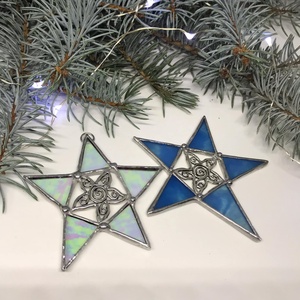 Üvegdísz -  Tiffany üveg csillag /7 cm - Meska.hu