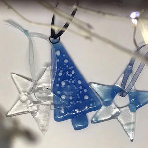 Üvegdíszek karácsonyra- áttetsző kék 2., Karácsony, Karácsonyi ajándékozás, Karácsonyi ajándékcsomagolás, Üvegművészet, MESKA