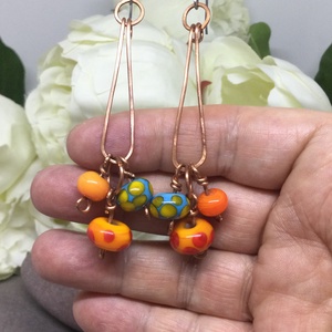 Üvegből /lámpagyöngy fülbevaló - színes gyöngyös  - ékszer - fülbevaló - lógó fülbevaló - Meska.hu