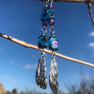 Lógós fülbevaló-1. pávatoll függővel  - ékszer - fülbevaló - lógó fülbevaló - Meska.hu Lógós fülbevaló-1. pávatoll függővel  - ékszer - fülbevaló - lógó fülbevaló - Meska.hu