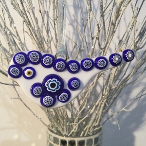 Üvegdísz - muránói madárka- kék - karácsony - karácsonyi ajándékozás - karácsonyi ajándékcsomagolás - Meska.hu