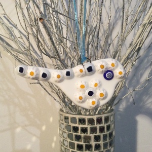 Üvegdísz - muránói madárka- sárga, kék, - karácsony - karácsonyi lakásdekoráció - karácsonyfadíszek - Meska.hu