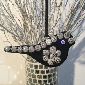 Üvegdísz - muránói madárka- fekete - karácsony - karácsonyi ajándékozás - karácsonyi ajándékcsomagolás - Meska.hu