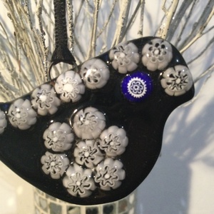 Üvegdísz - muránói madárka- fekete - karácsony - karácsonyi ajándékozás - karácsonyi ajándékcsomagolás - Meska.hu