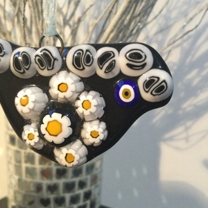 Üvegdísz - muránói madárka- fekete - karácsony - karácsonyi lakásdekoráció - karácsonyfadíszek - Meska.hu