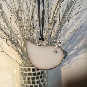 Üvegdísz - irizáló madárka - rózsaszín és kék   - karácsony - karácsonyi lakásdekoráció - karácsonyfadíszek - Meska.hu