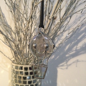 Üvegdísz - irizáló hőlégballon  - karácsony - karácsonyi lakásdekoráció - karácsonyfadíszek - Meska.hu