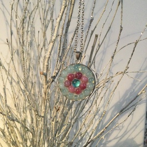 Üvegmozaik Medál (4) - Nemesacél - lila és rózsaszín, Ékszer, Nyaklánc, Medál, Üvegművészet, Ékszerkészítés, MESKA