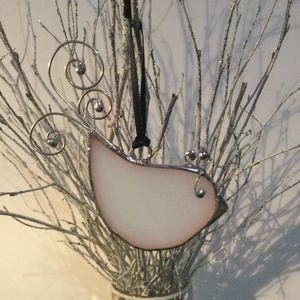 Üvegdísz - irizáló madárka  - rózsaszín, kékes-zöld   - karácsony - karácsonyi lakásdekoráció - karácsonyfadíszek - Meska.hu