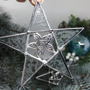 Üvegdísz -  Tiffany üveg csillag /9 cm - karácsony - karácsonyi lakásdekoráció - karácsonyfadíszek - Meska.hu