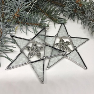 Üvegdísz -  Tiffany üveg csillag /9 cm - karácsony - karácsonyi lakásdekoráció - karácsonyfadíszek - Meska.hu