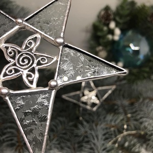 Üvegdísz -  Tiffany üveg csillag /9 cm - Meska.hu