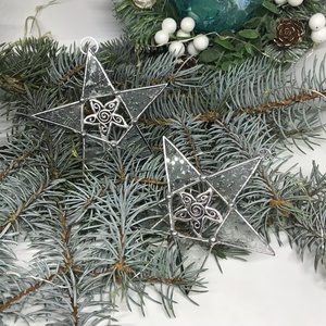 Üvegdísz -  Tiffany üveg csillag /9 cm - karácsony - karácsonyi lakásdekoráció - karácsonyfadíszek - Meska.hu