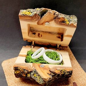 Fehérjuhar gyűrűtartó, Ékszer, Ékszertartó, Ékszerdoboz, Famegmunkálás, Gravírozás, pirográfia, MESKA