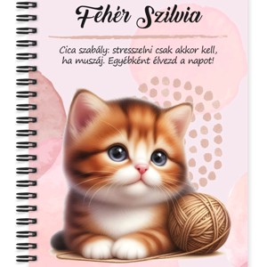 Személyre szabható - Pici cica gombolyaggal mintás A6-os füzet, Otthon & Életmód, Papír, írószer, Jegyzetfüzet & Napló, , MESKA