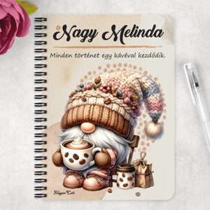 Személyre szabható - Cappucino kávés manó mintás A5-ös füzet - otthon & életmód - papír, írószer - jegyzetfüzet & napló - Meska.hu
