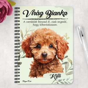 Személyre szabható - Kis barna uszkár portré mintás A6-os füzet - otthon & életmód - papír, írószer - jegyzetfüzet & napló - Meska.hu