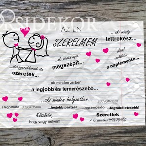 SZERELMÜNK LAPJA Ajándék tábla - fekvő, Otthon & Életmód, Dekoráció, Kép & Falikép, Táblakép, , MESKA